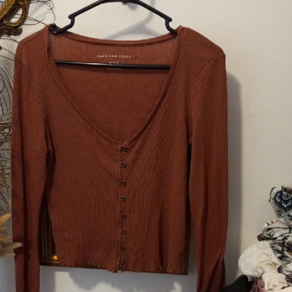 American Eagle Rust Knit Longsleeved Top